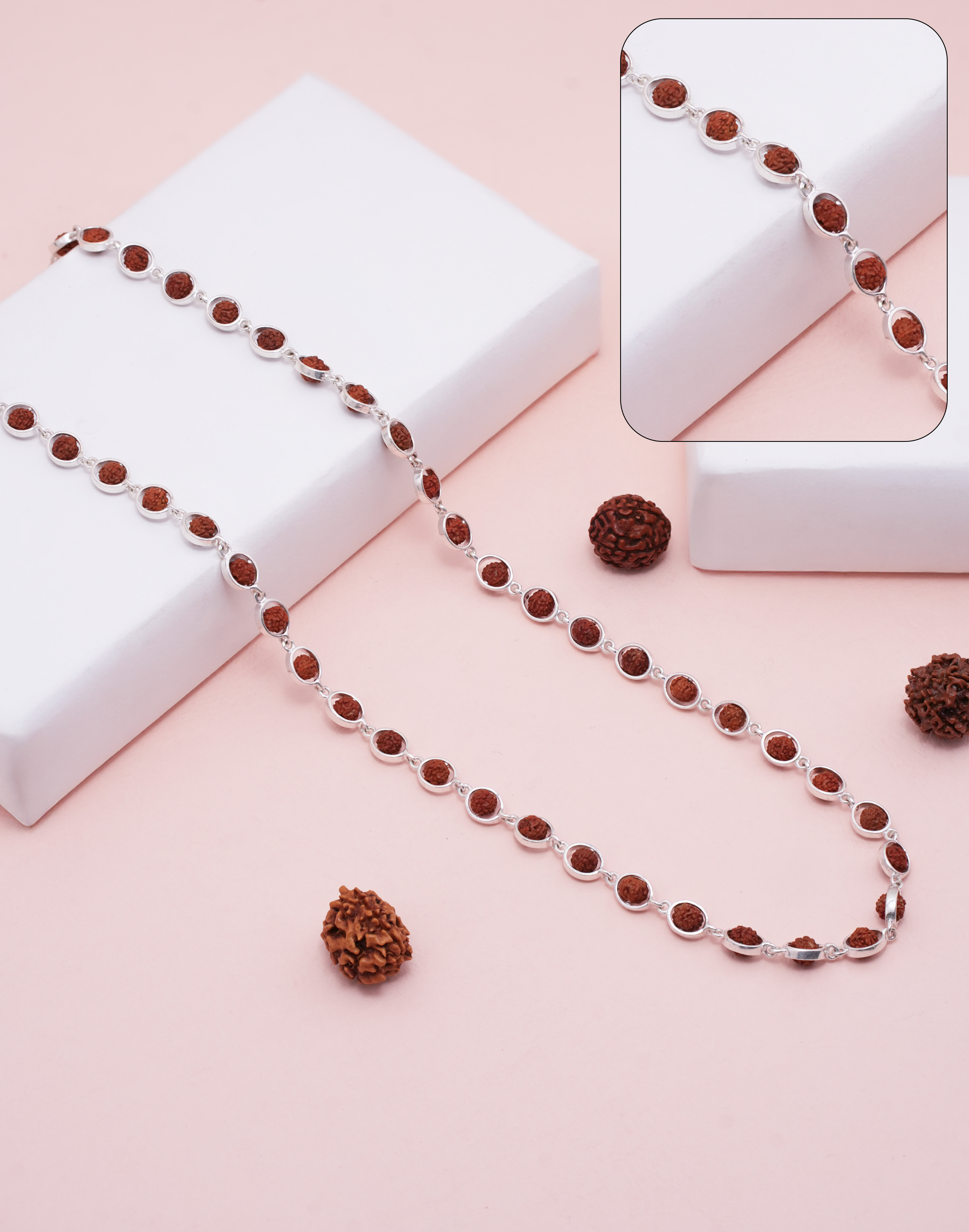 RUDRAKSH SILVER PRANAVDHARA MALA OVAL