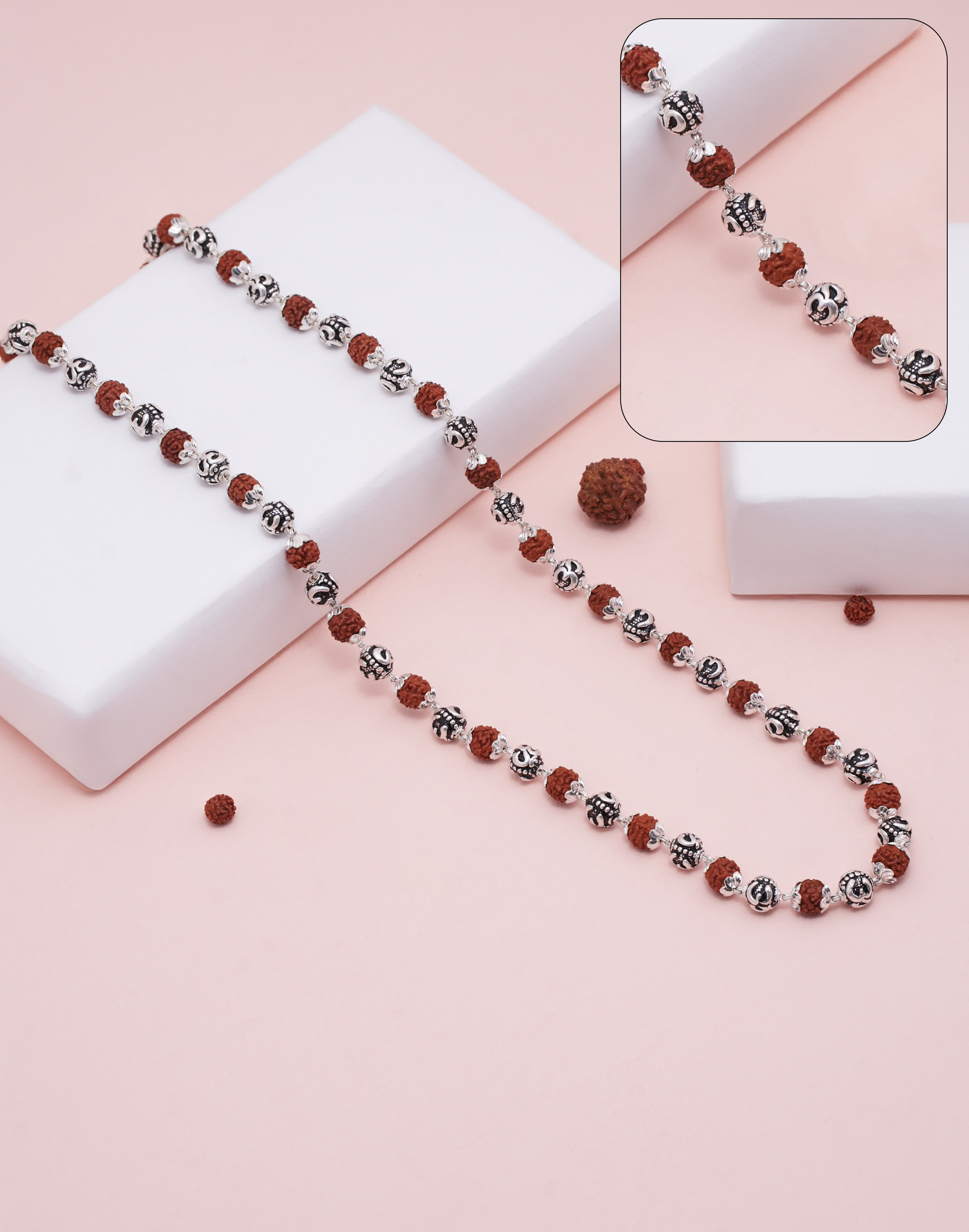 RUDRAKSH SILVER OMKARAKSHA MALA 925