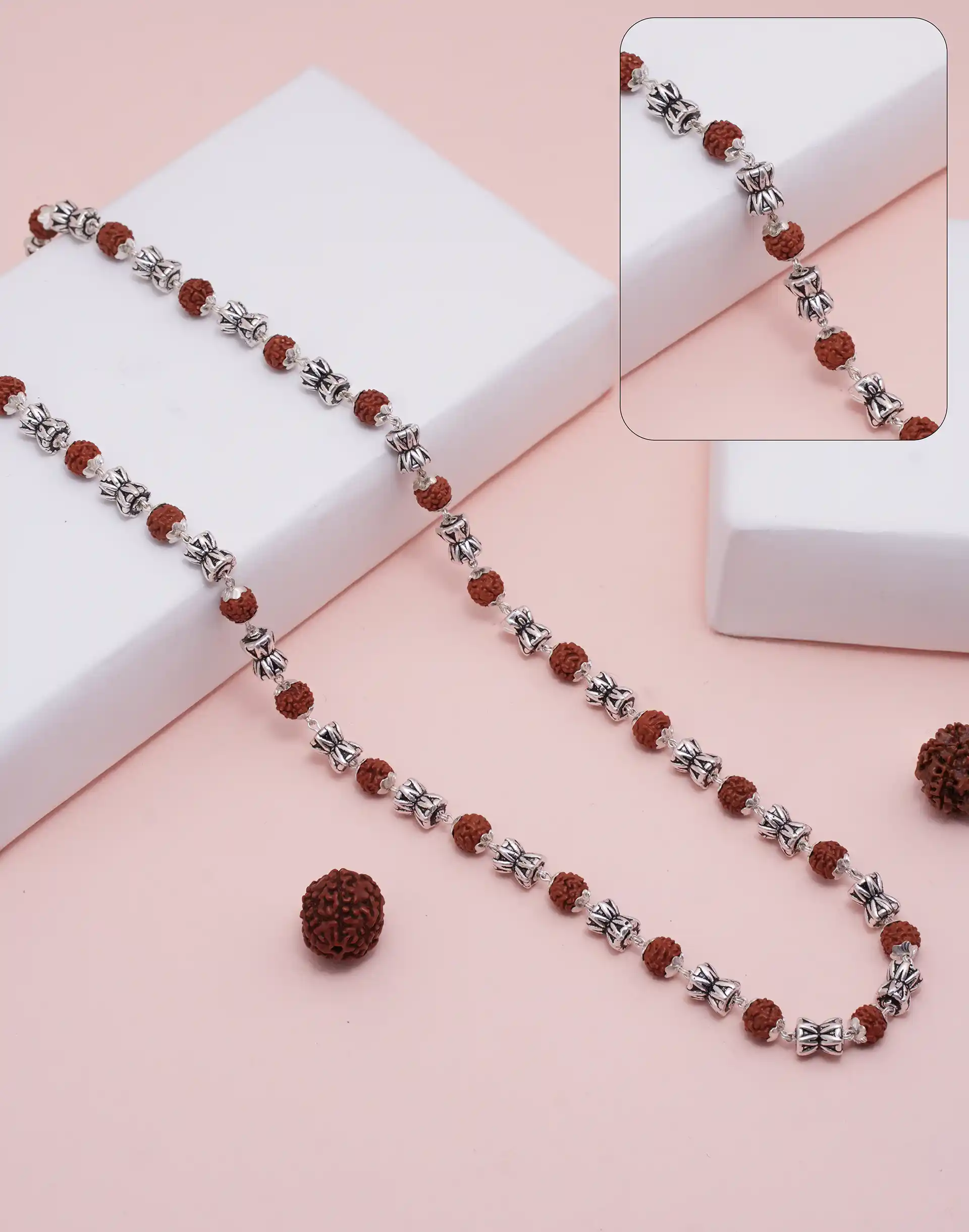 RUDRAKSH SILVER DAMRUDAKSHA MALA 925