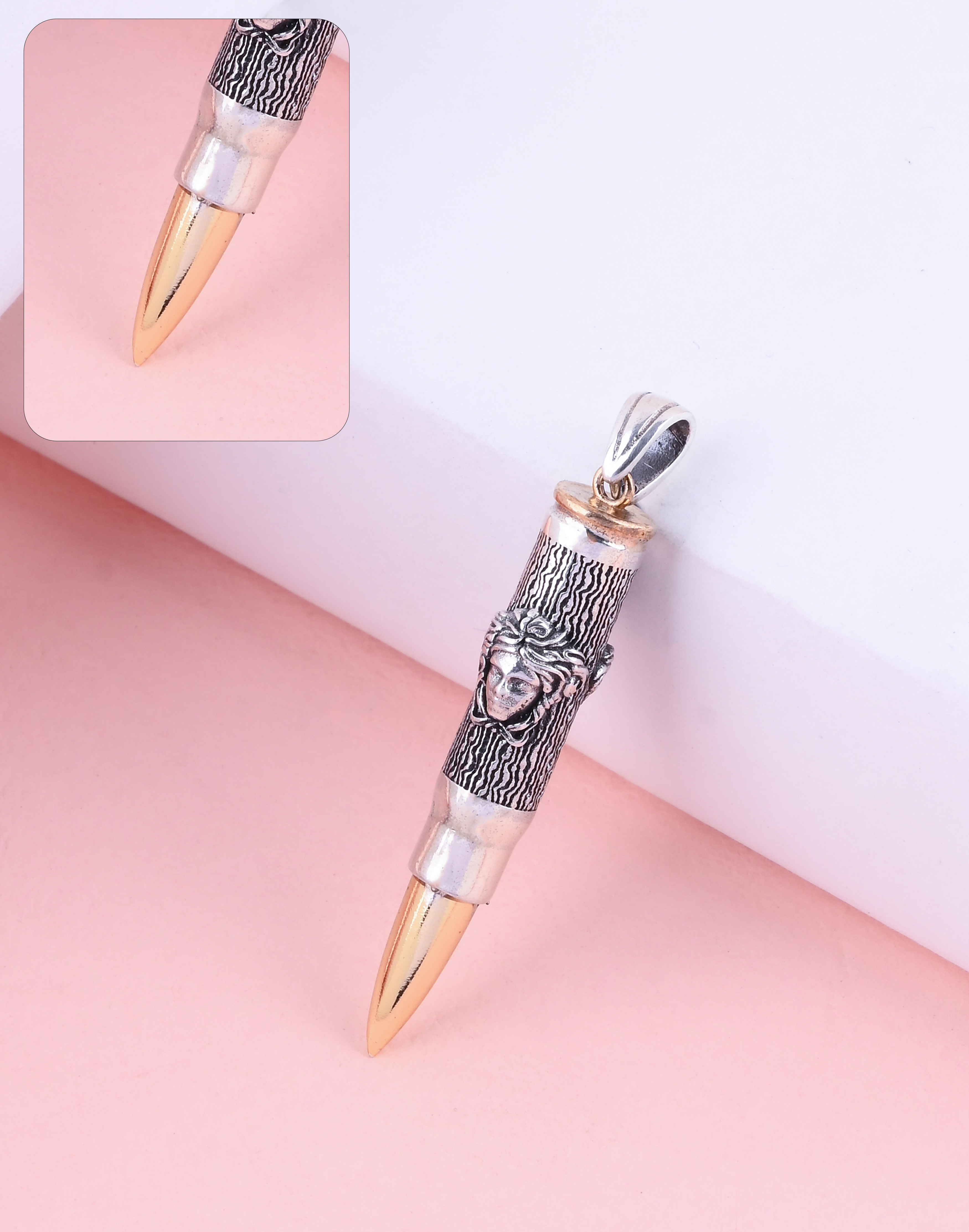 92.5 Sterling Bullet Medusa Pendant