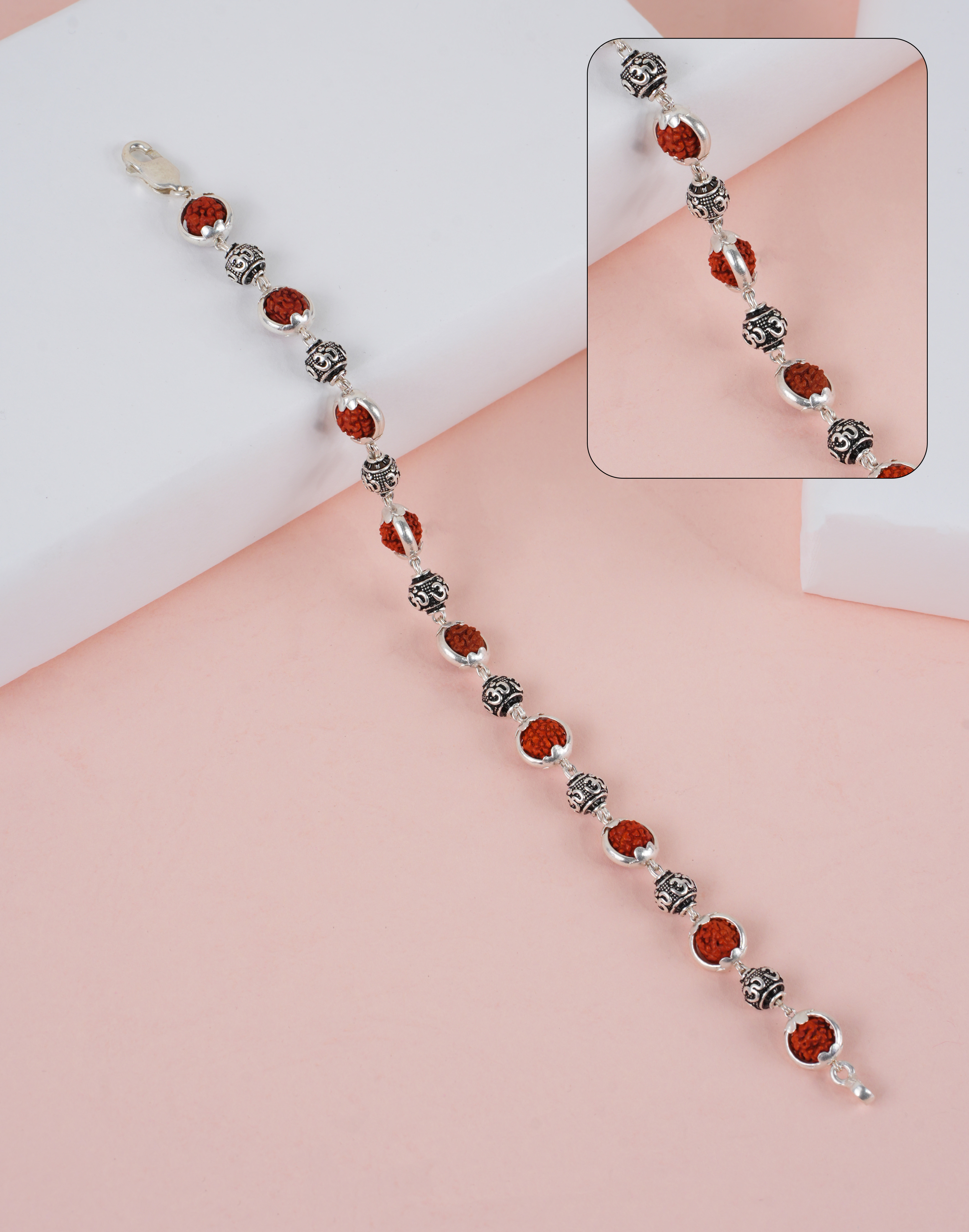 RUDRAKSH SILVER OMKAR BRACELET 925