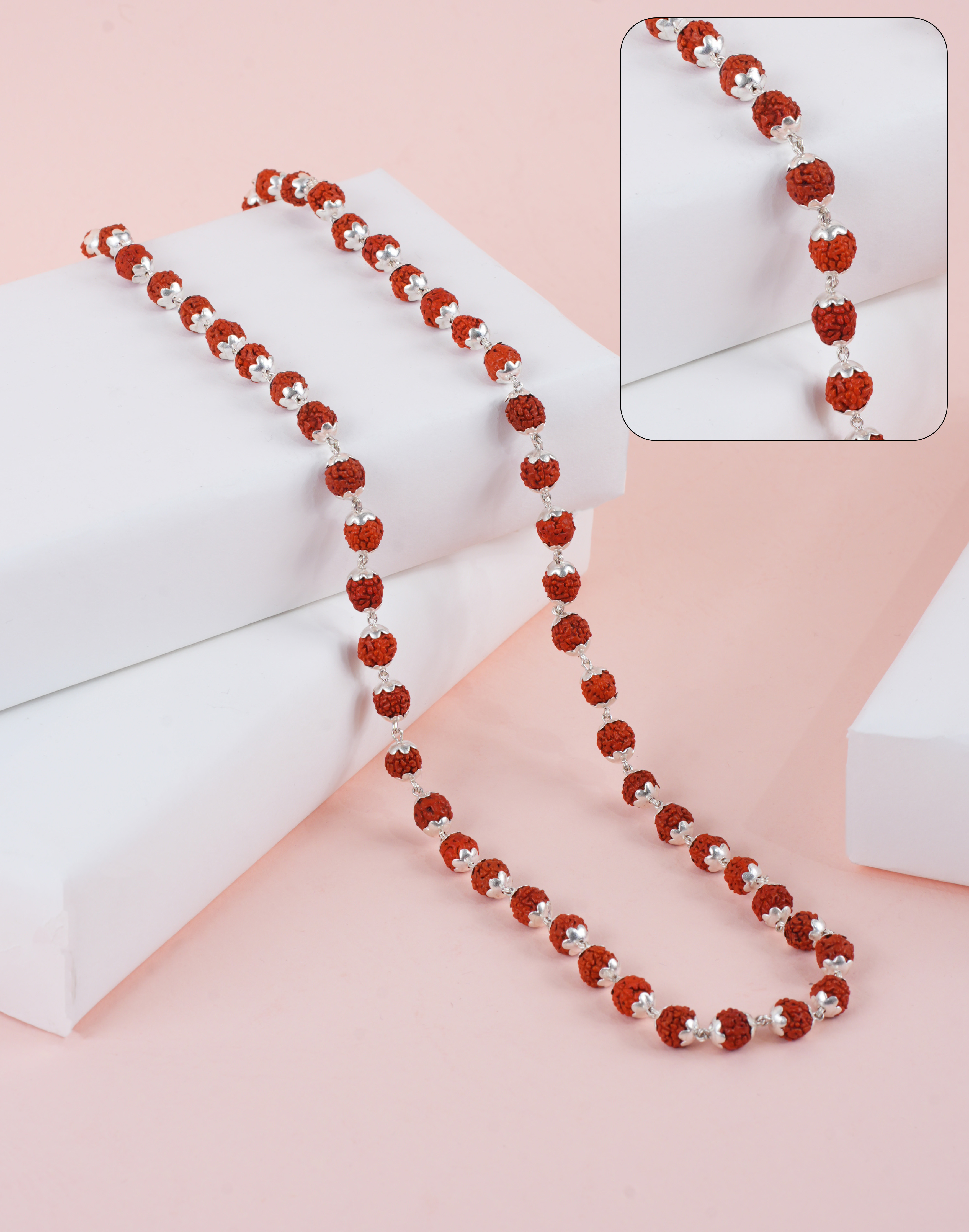 RUDRAKSH SILVER KAILASH MALA 925 (6-7 MM)