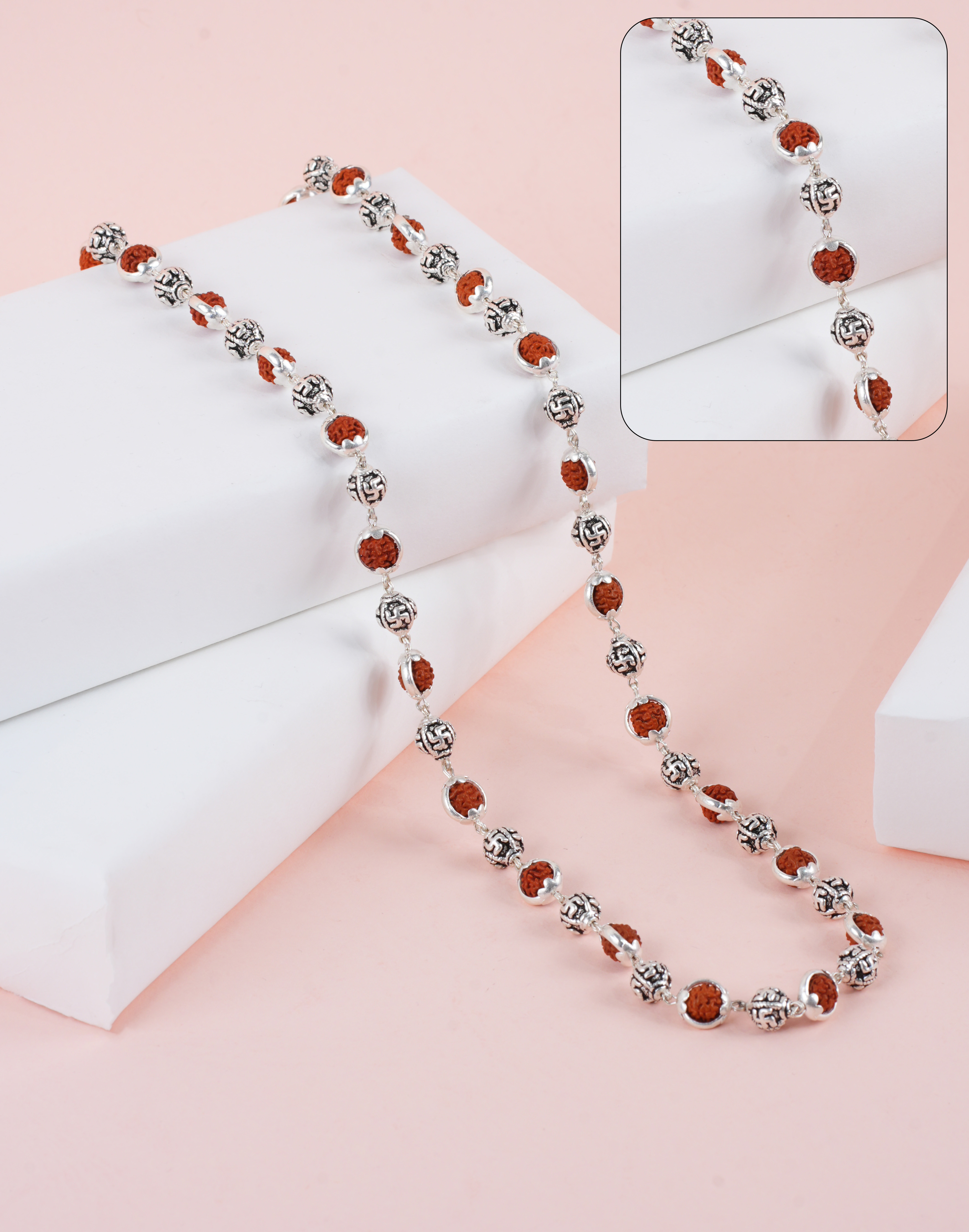 RUDRAKSH SILVER RUDRA SWASTIK MALA 925
