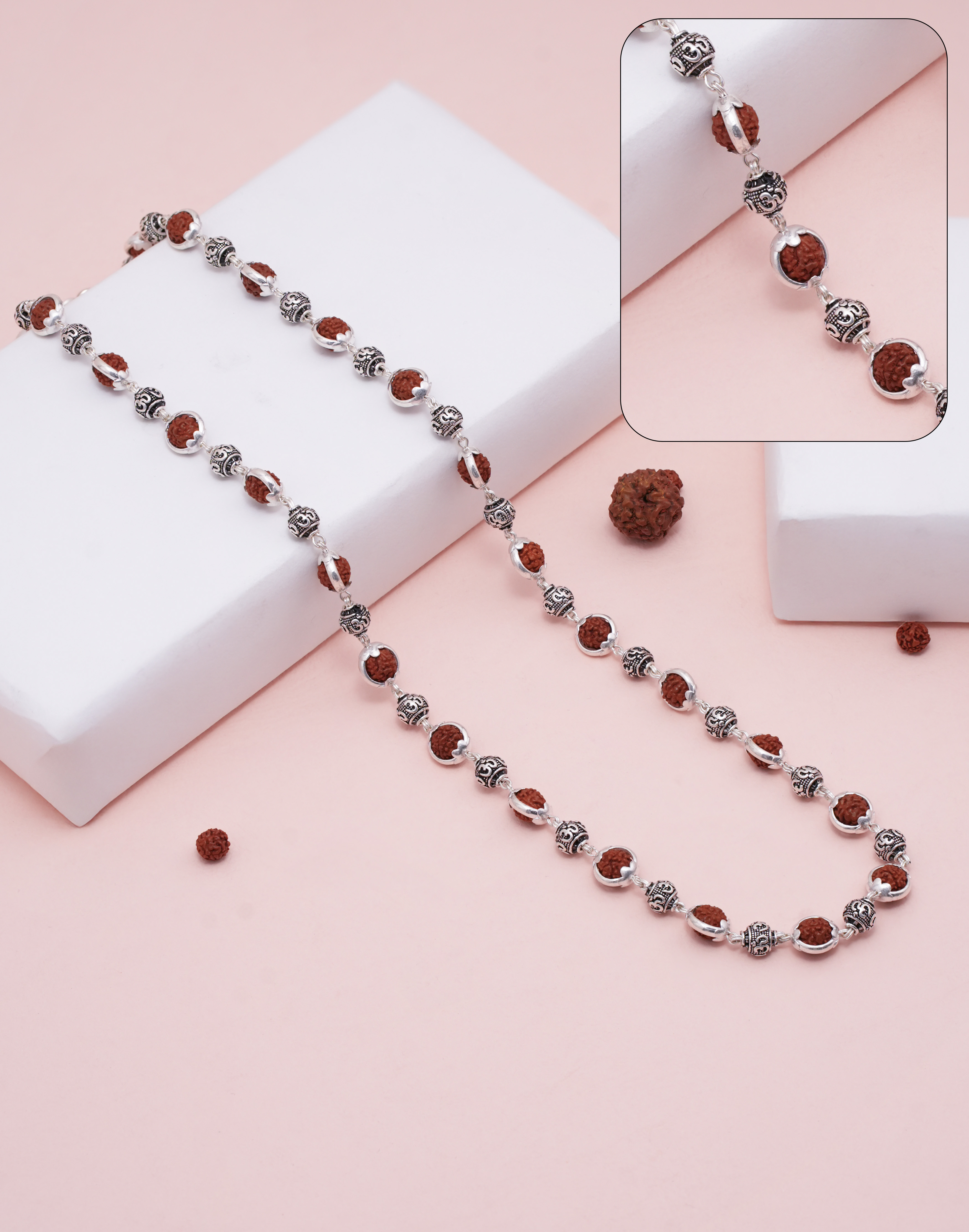 RUDRAKSH SILVER OMKAR MALA 925