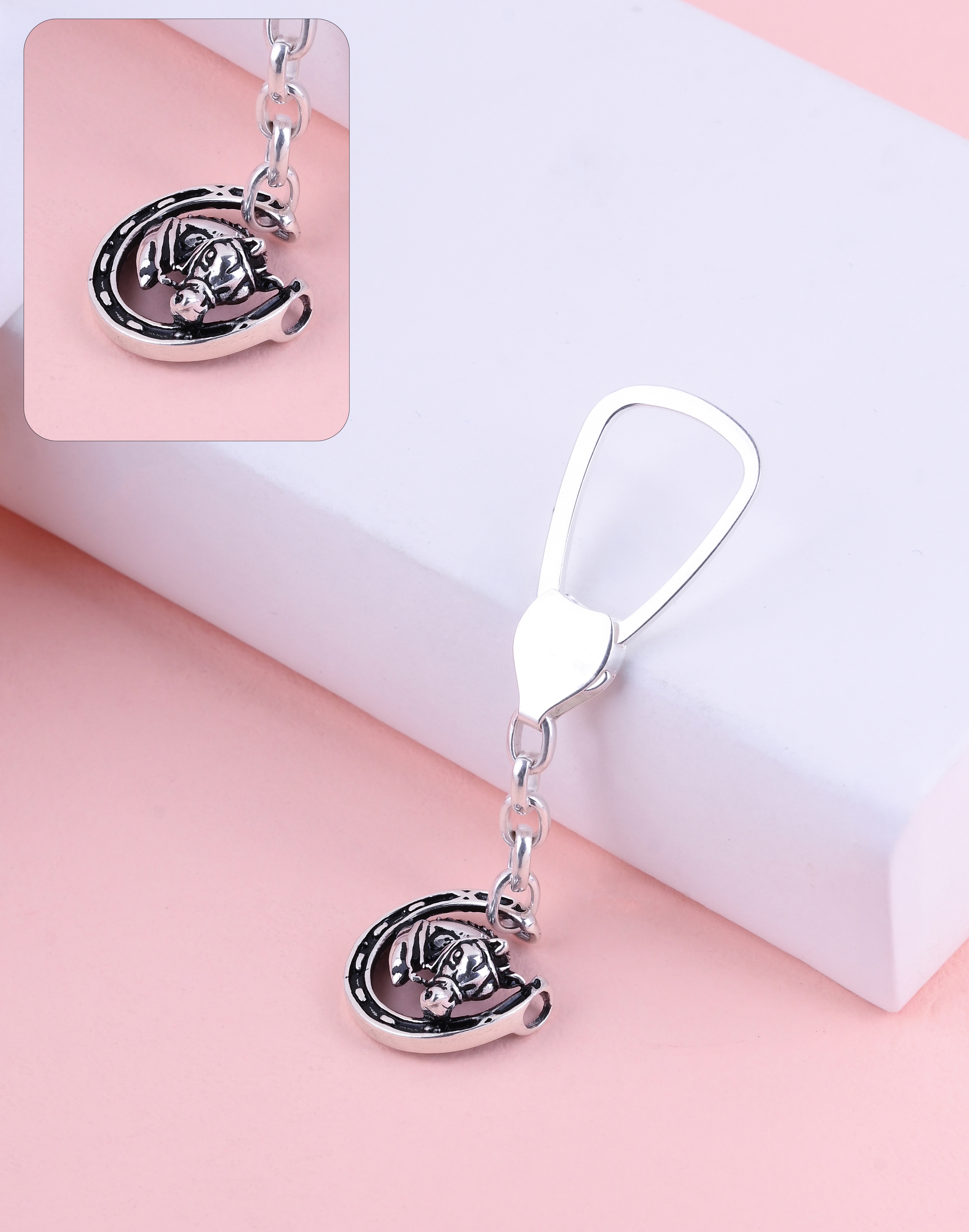 92.5 Sterling Horse Shoe Charm Keychain