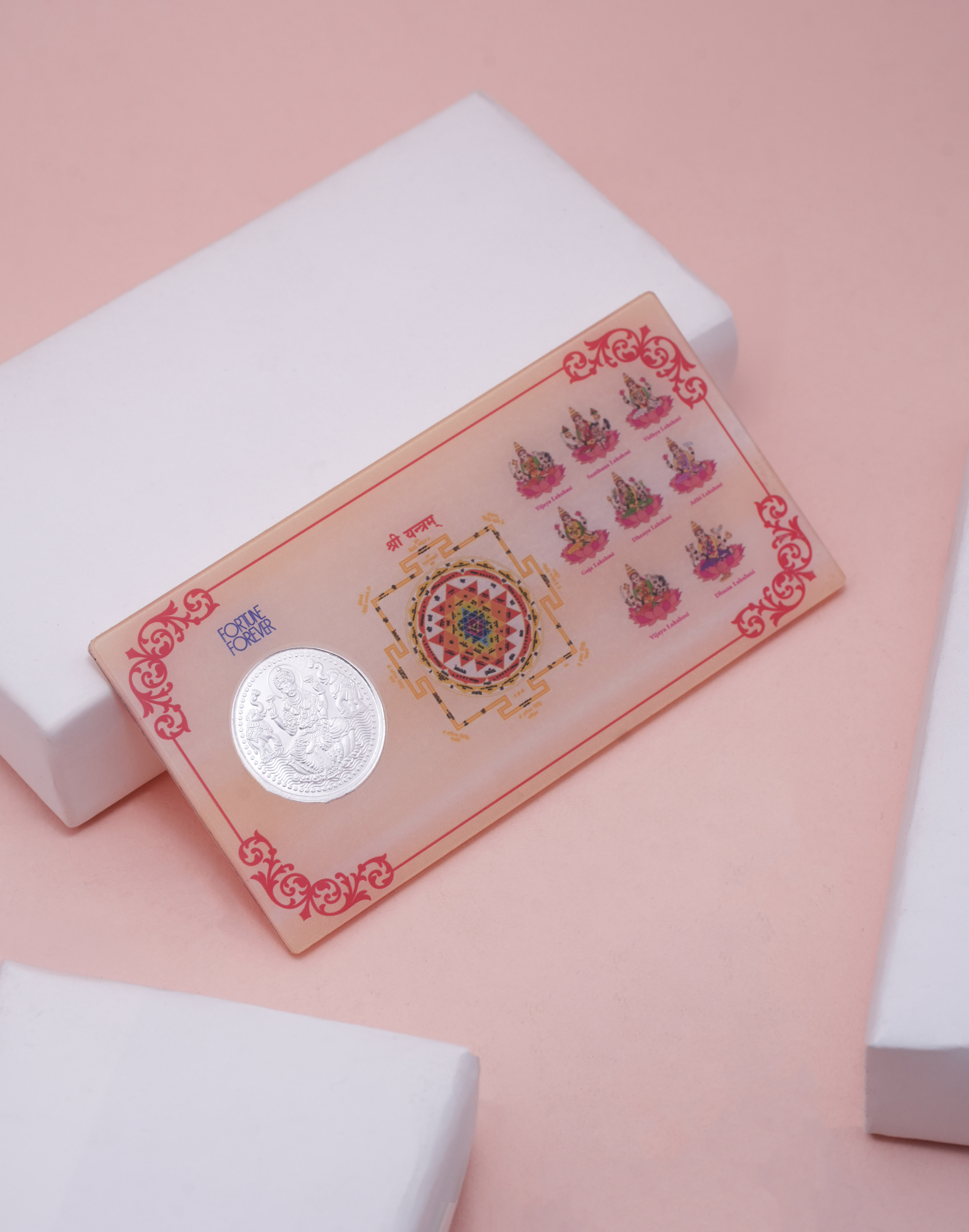 Shree Yantra Mahalakshmi Blessings Silver Coin Gift