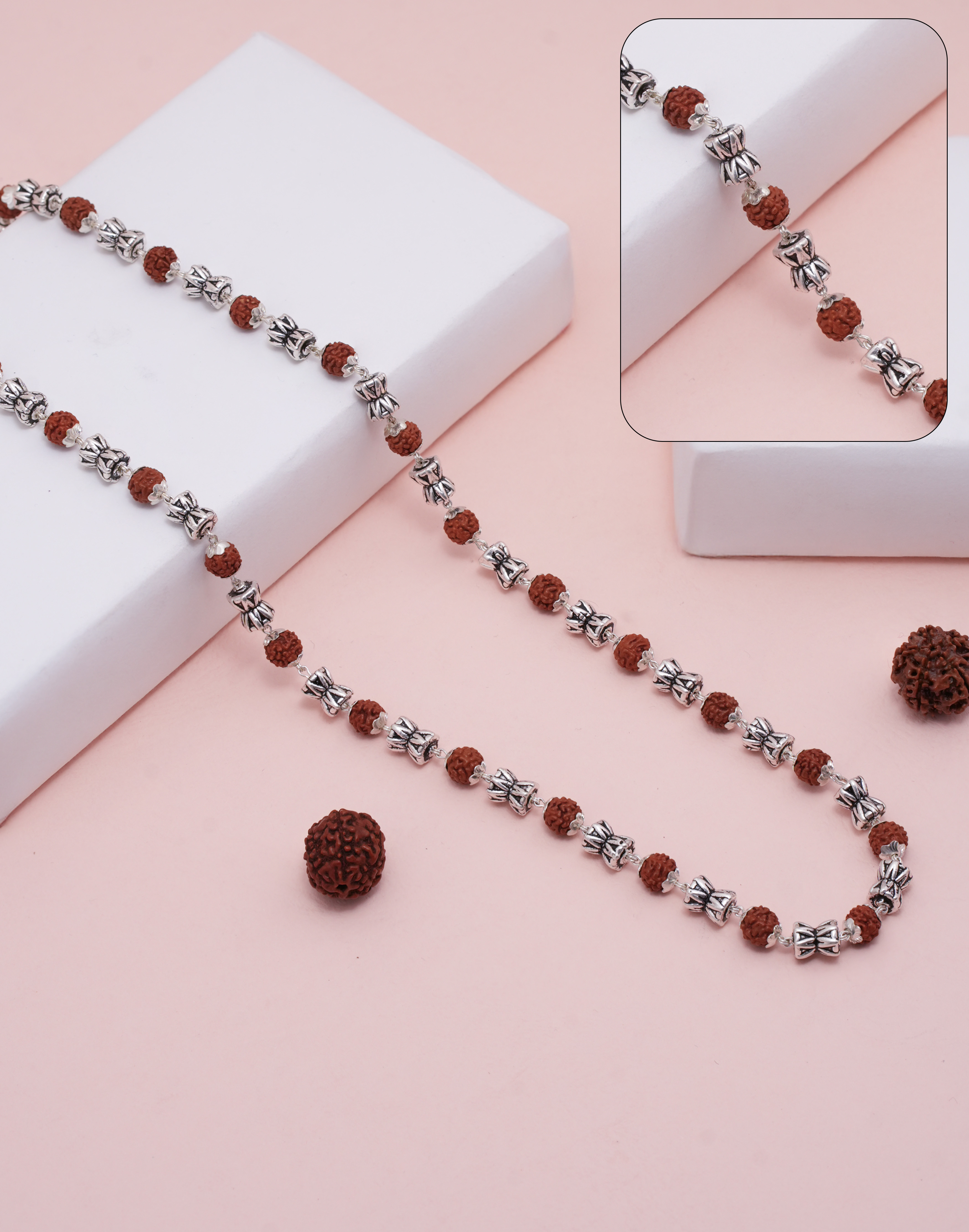 RUDRAKSH SILVER DAMRUDAKSHA MALA 925