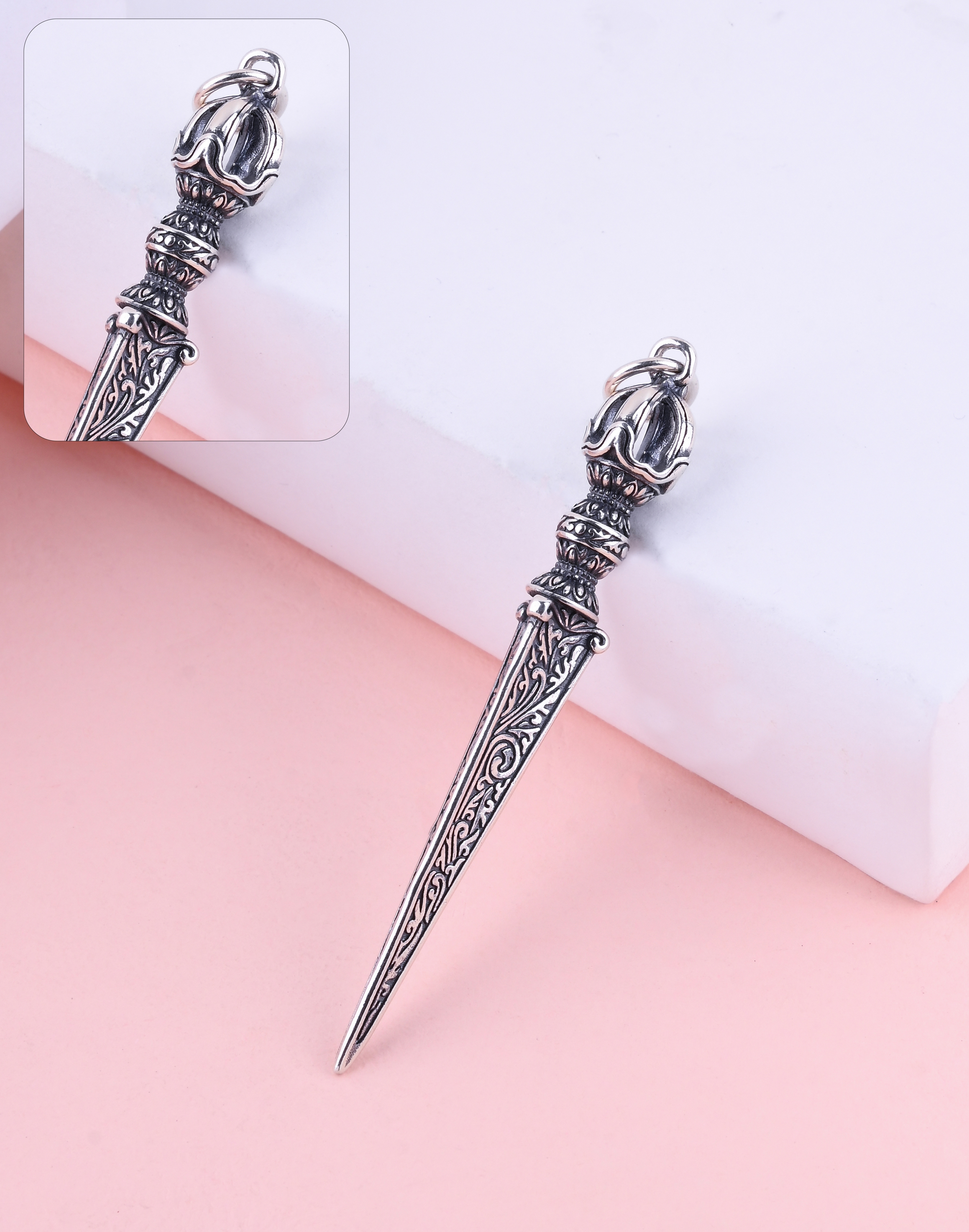 92.5 Sterling Ornate Spike Pendant