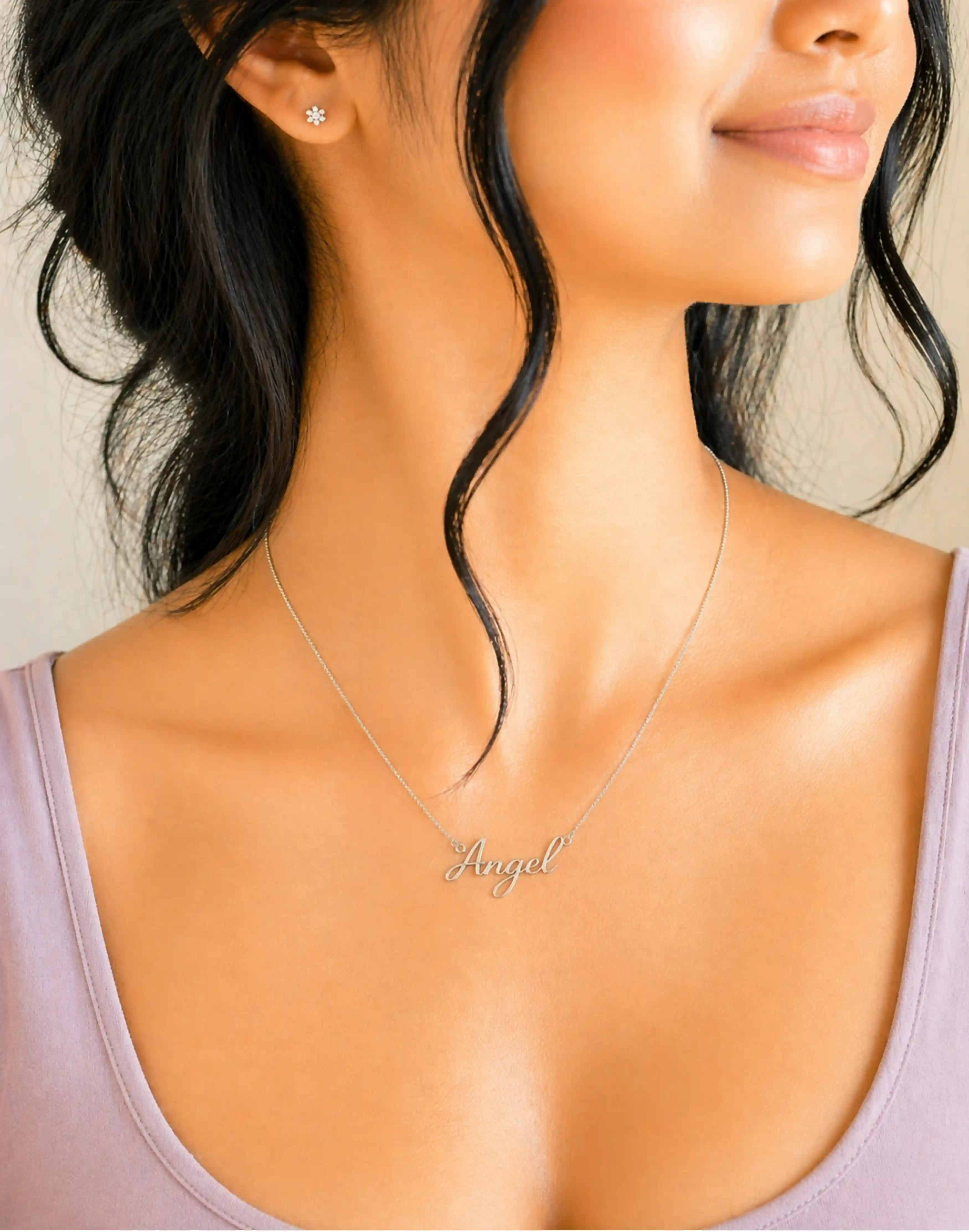 92.5 Sterling Custom Name Pendant with Chain