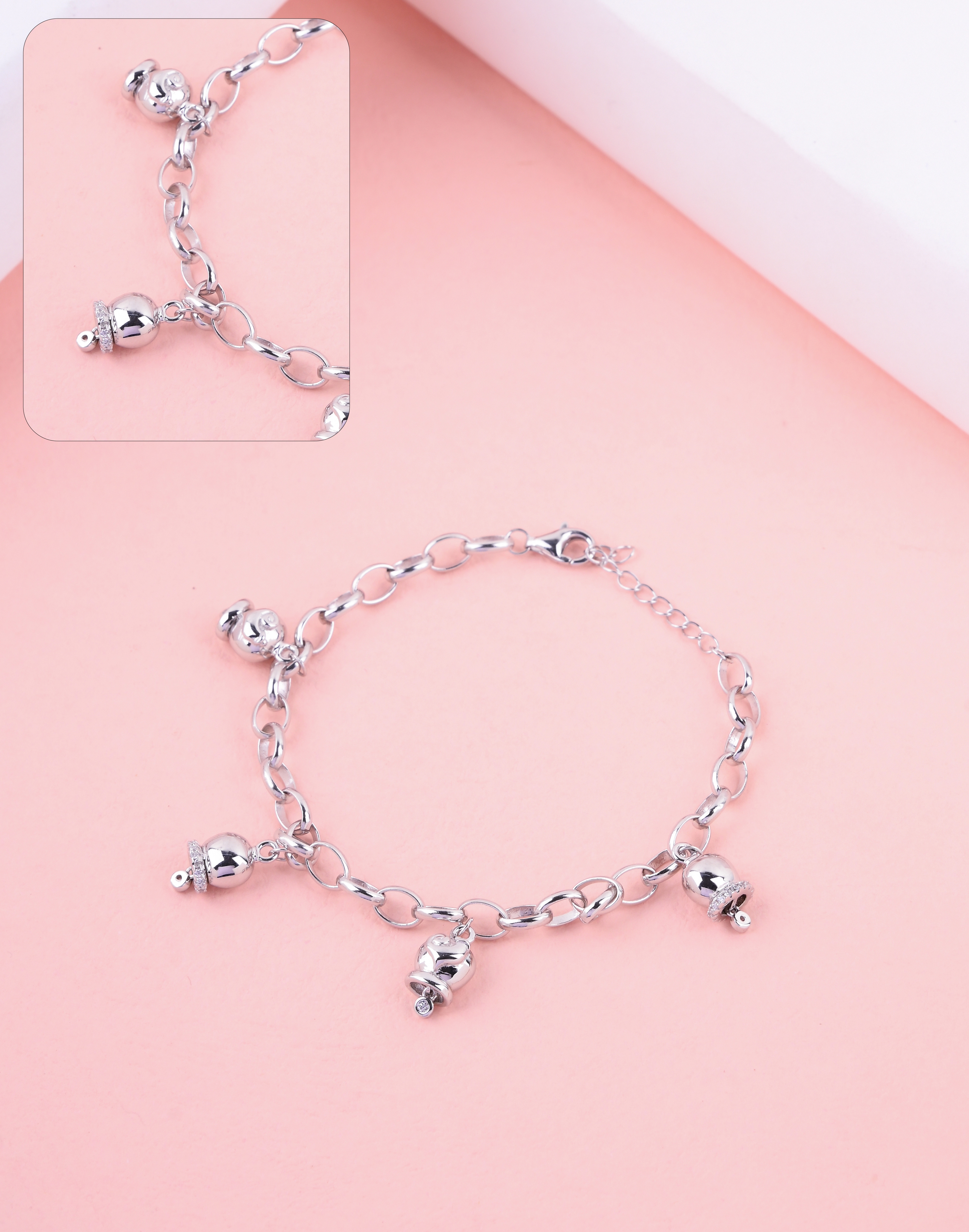 92.5 Sterling Charm Drop Bracelet