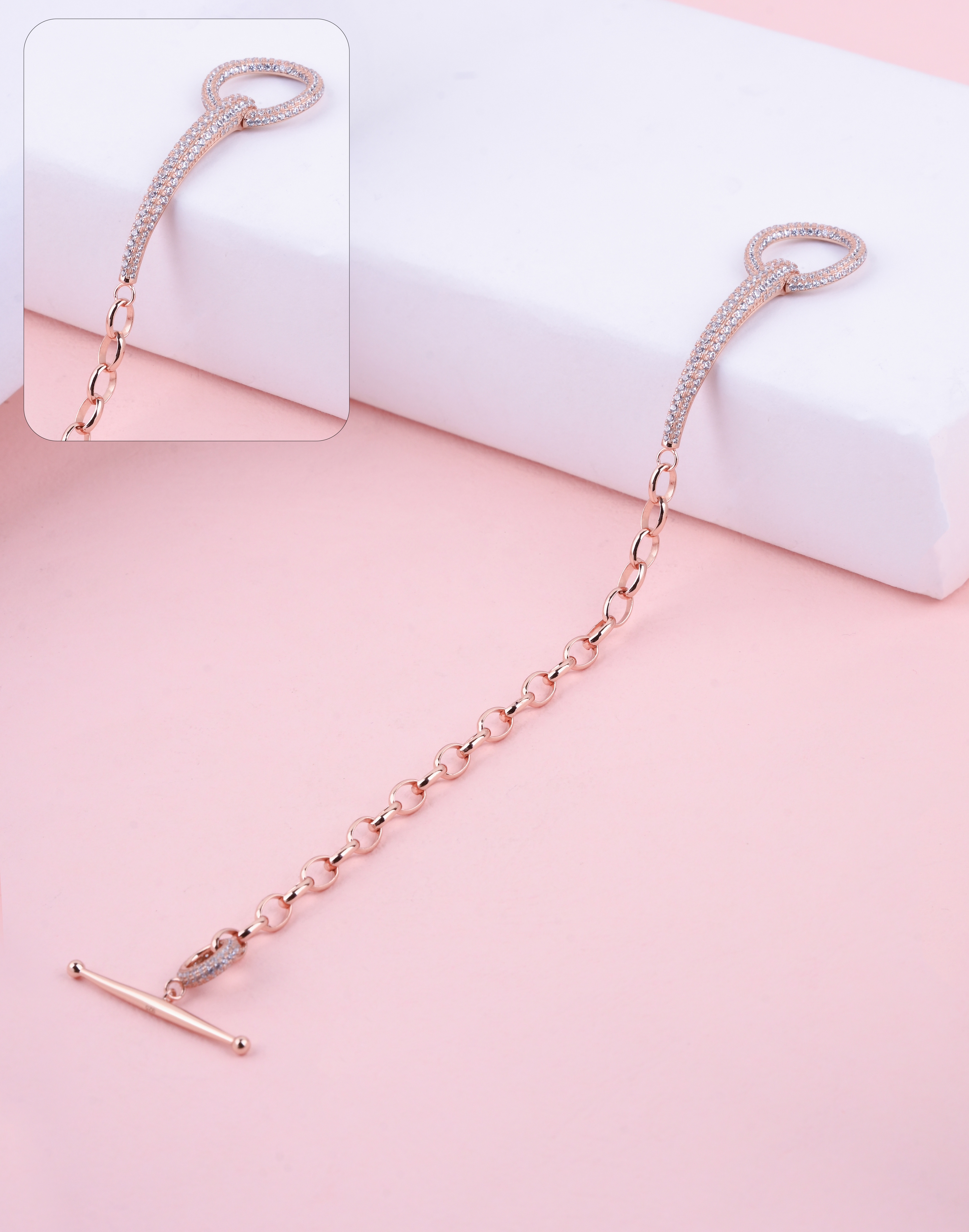 92.5 Sterling Rose Gold Loop Chain Bracelet