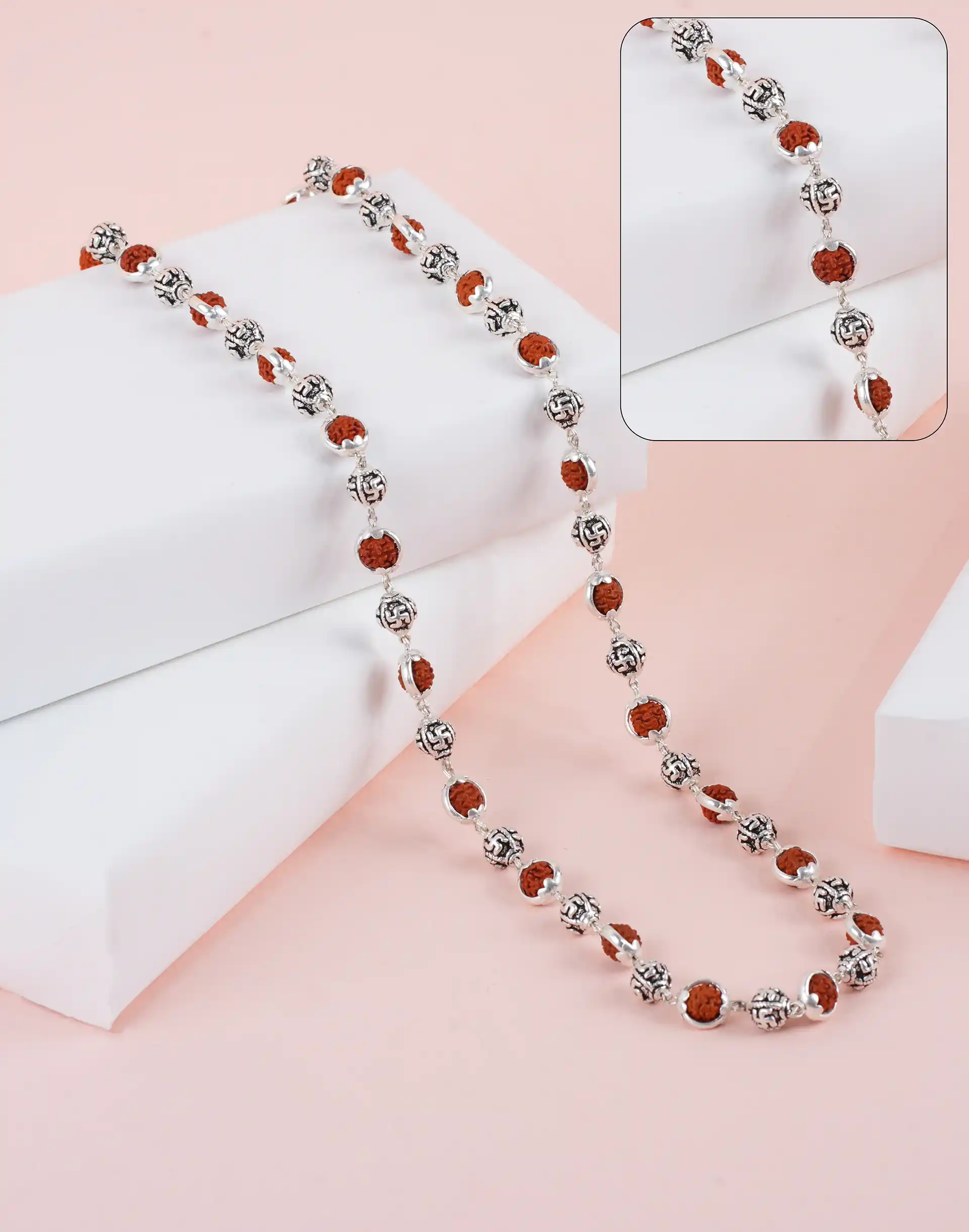 RUDRAKSH SILVER RUDRA SWASTIK MALA 925