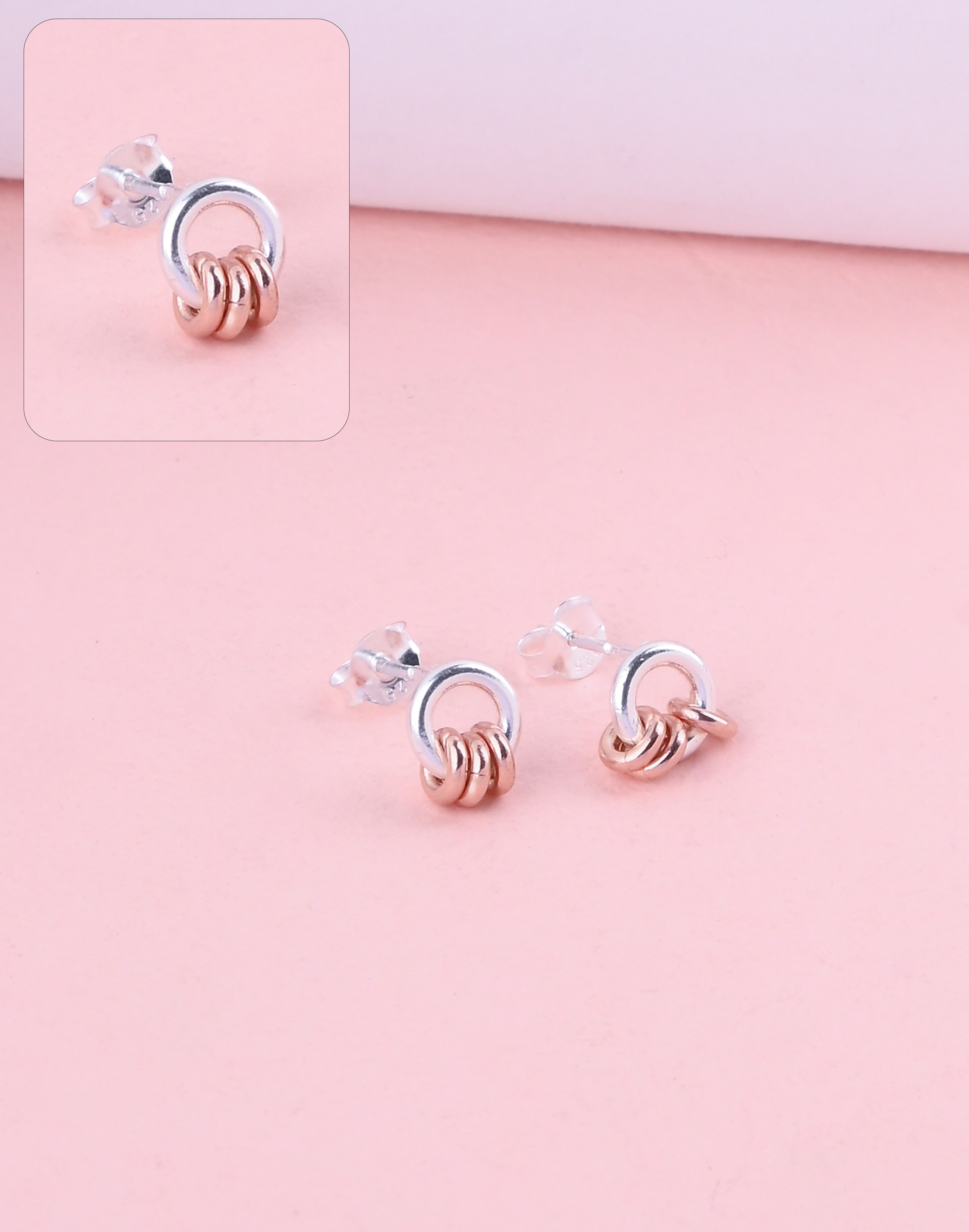 92.5 Sterling Dual Tone Knot Stud Earrings