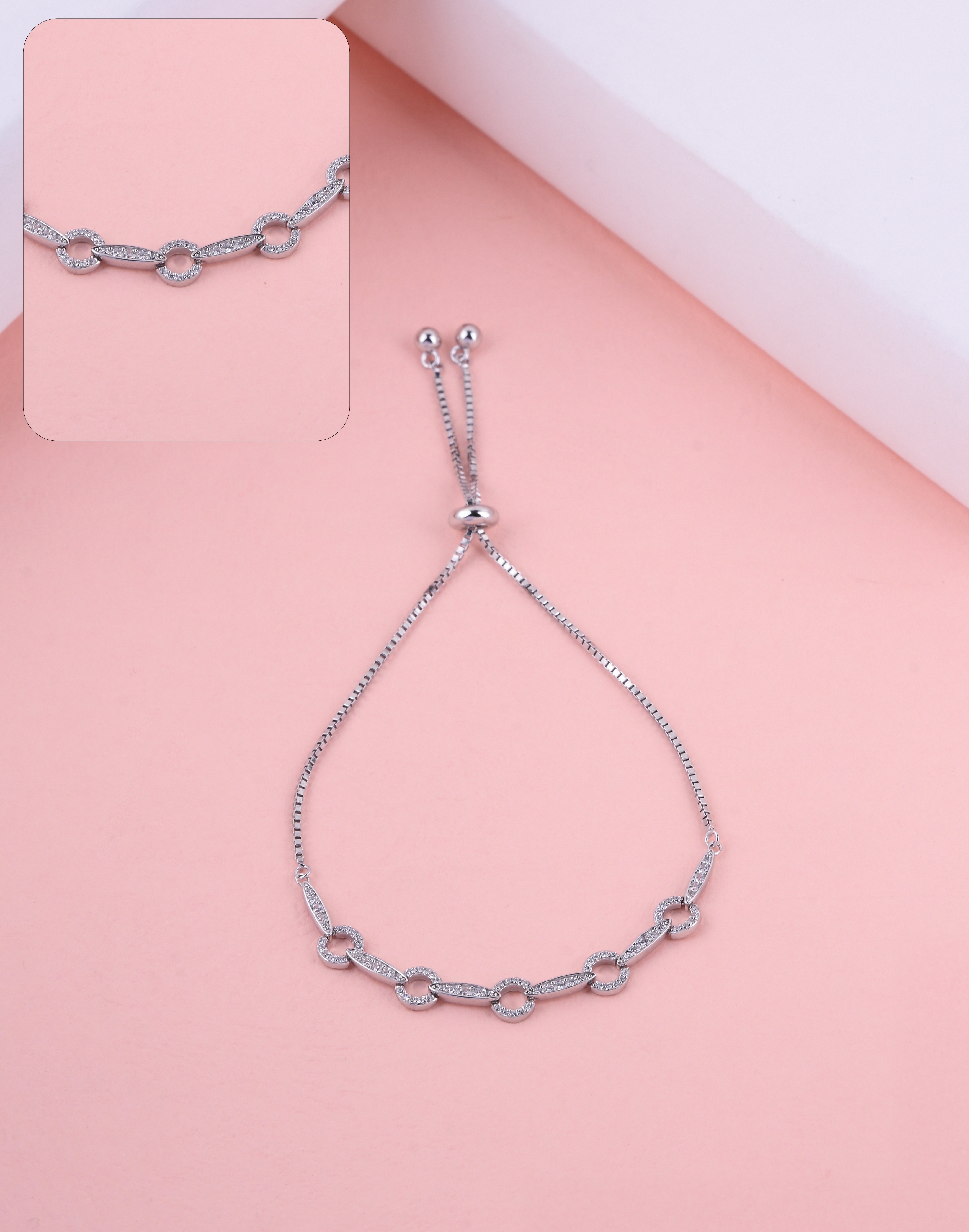 92.5 Sterling Circle Link Adjustable Bracelet