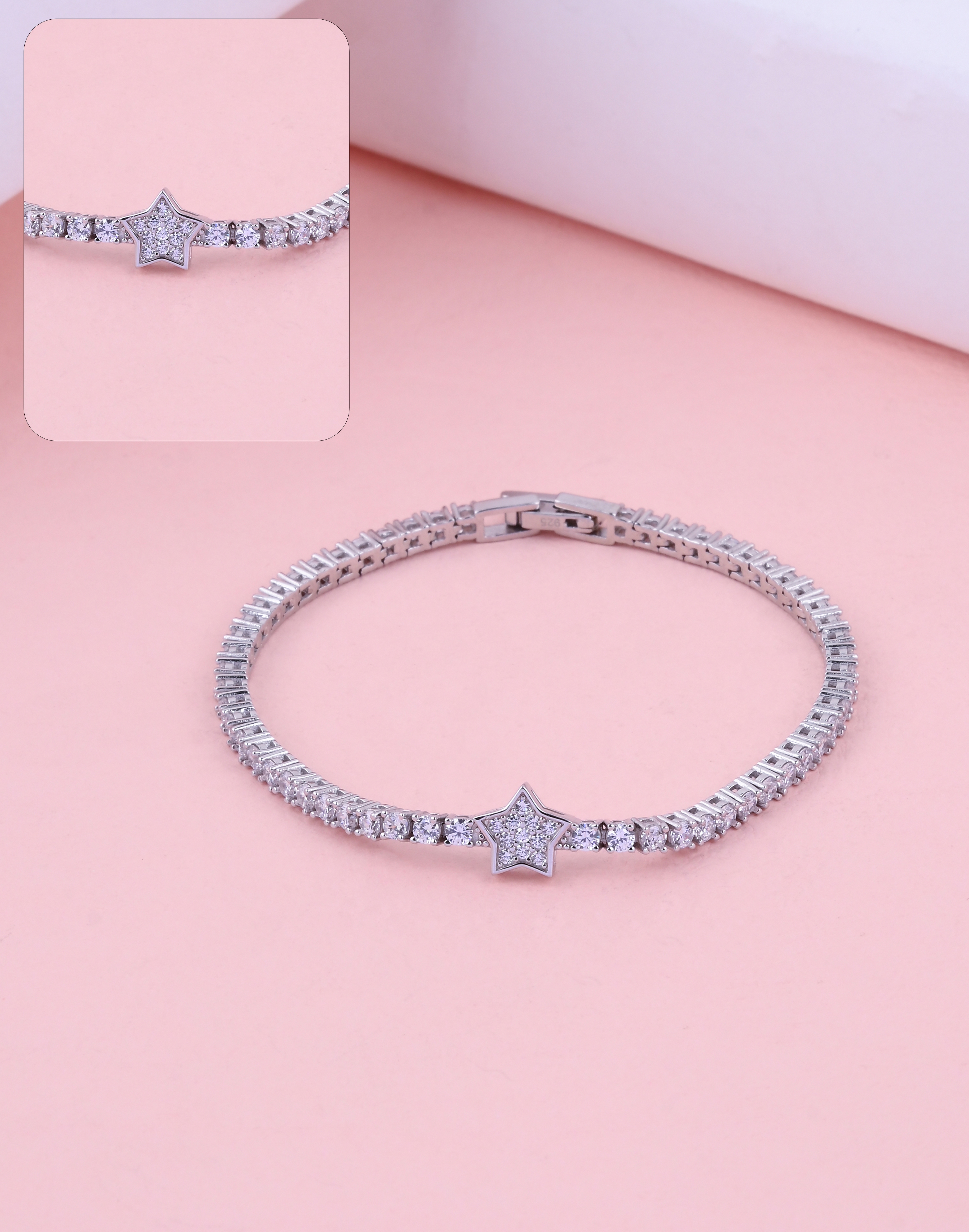 92.5 Sterling Star Sparkle Tennis Bracelet