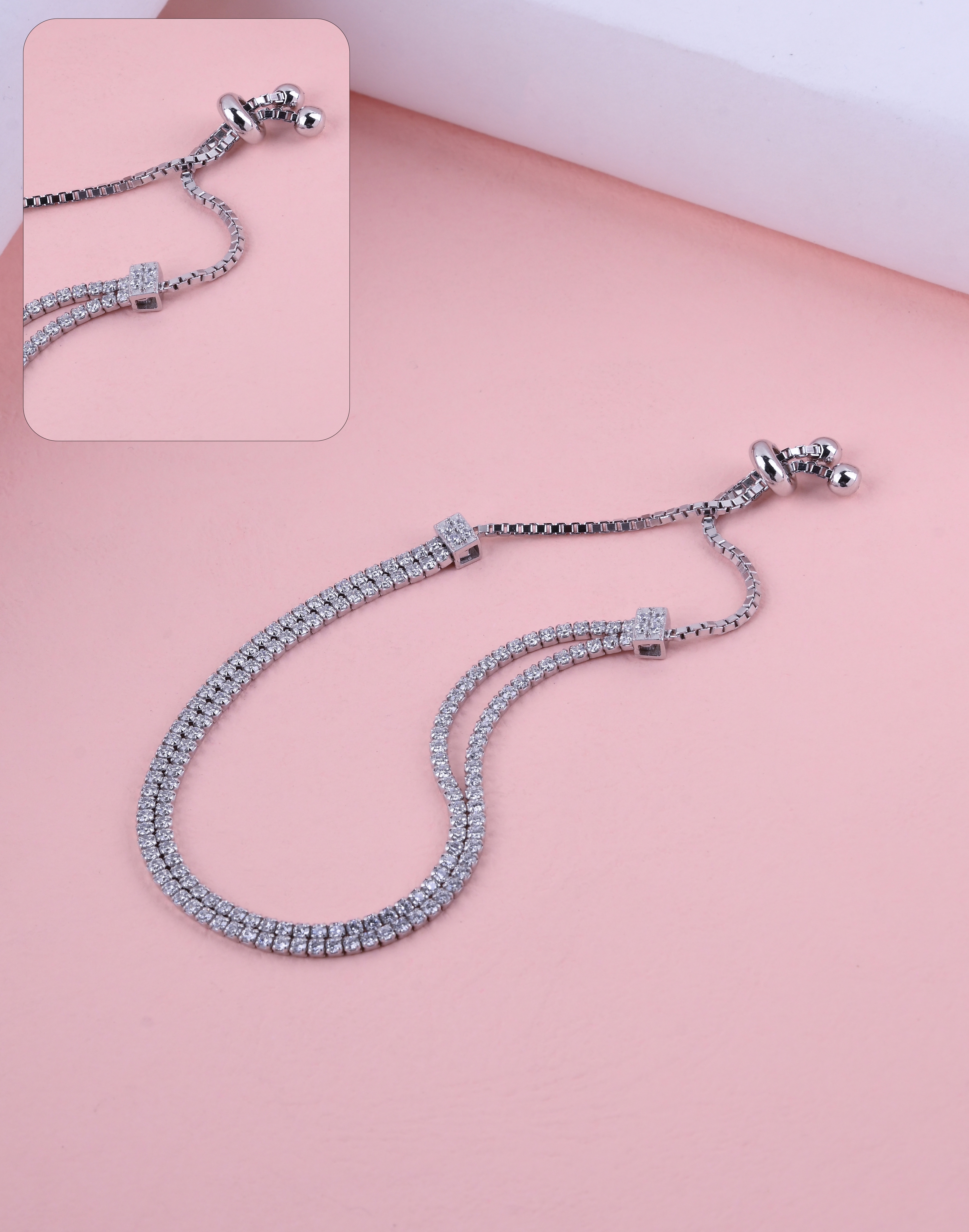 92.5 Sterling Dual Line Adjustable Tennis Bracelet