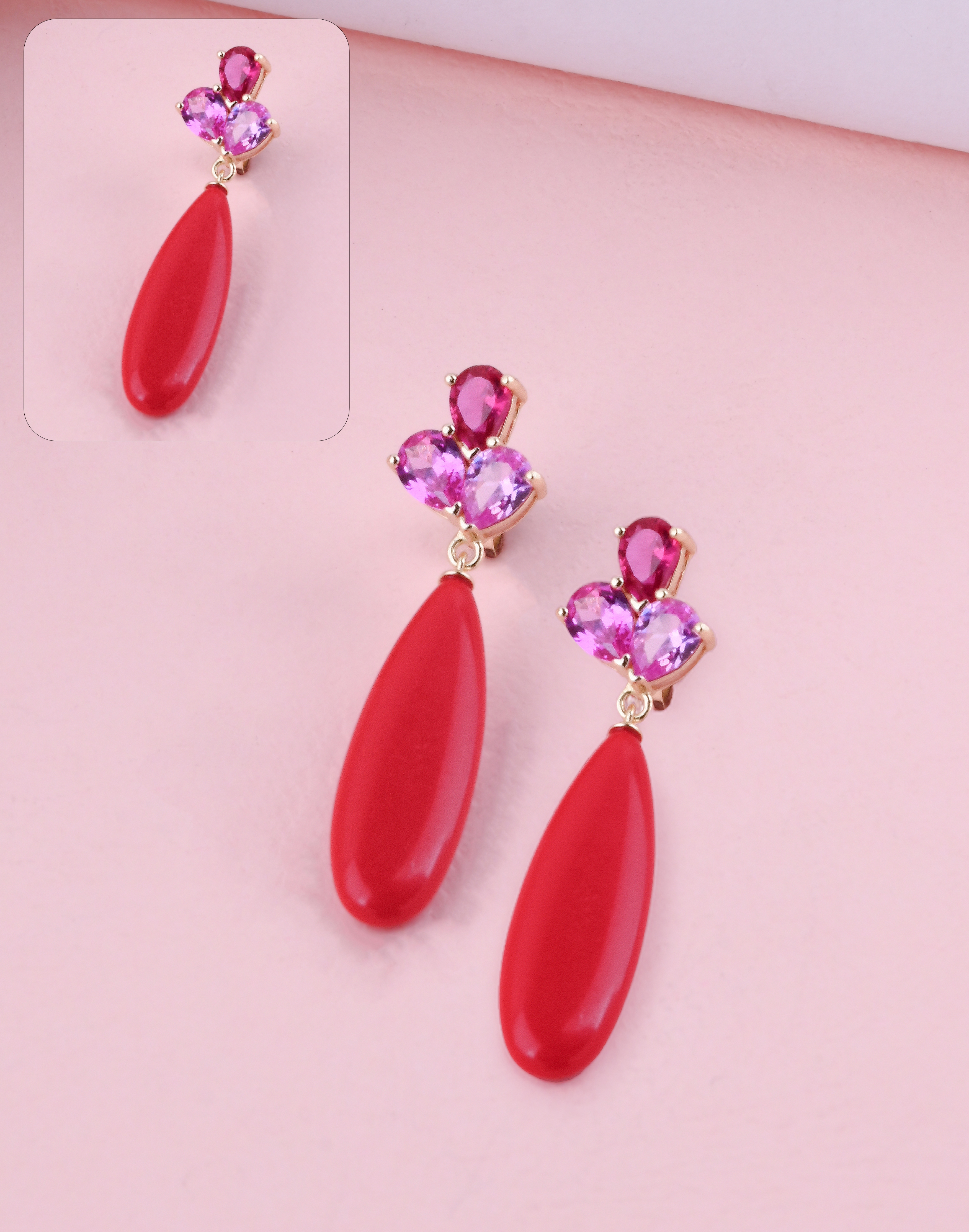 Ruby Bloom Drop Statement Earrings