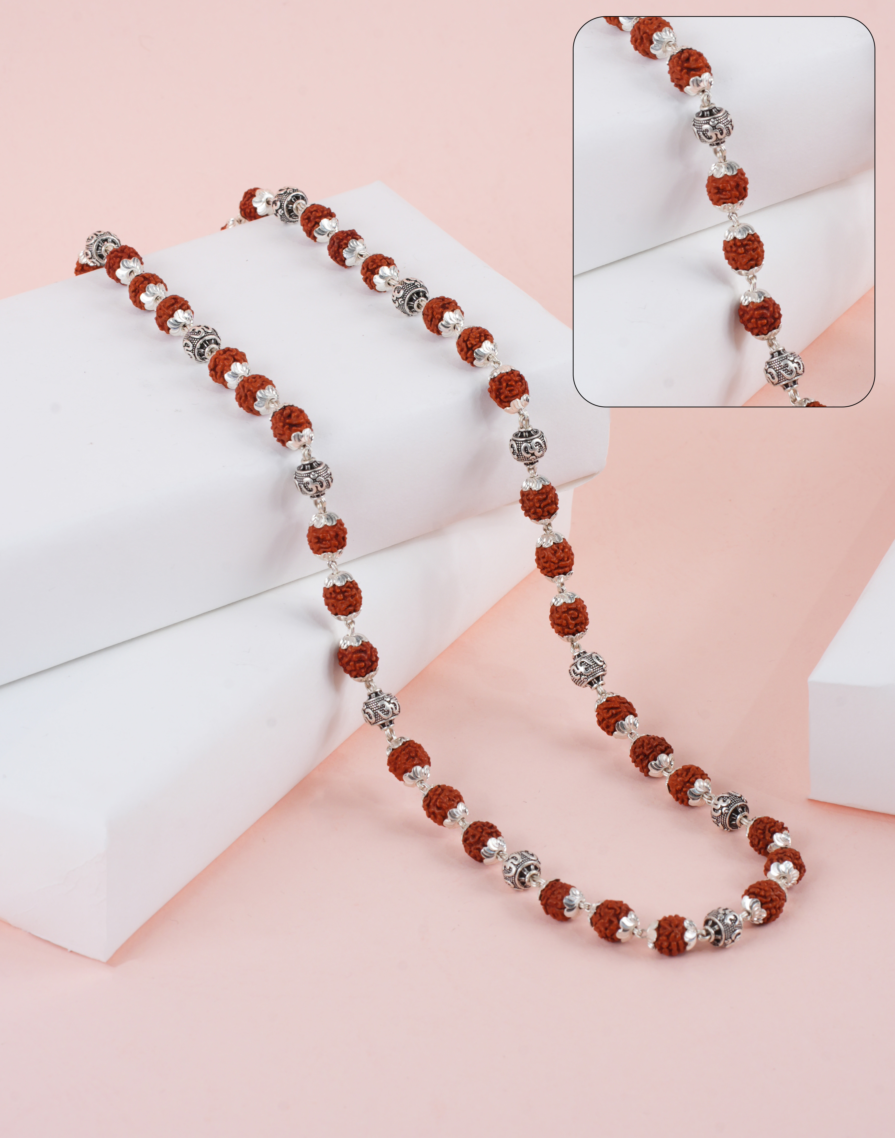 RUDRAKSH SILVER TRIRUDRA OM MALA 925