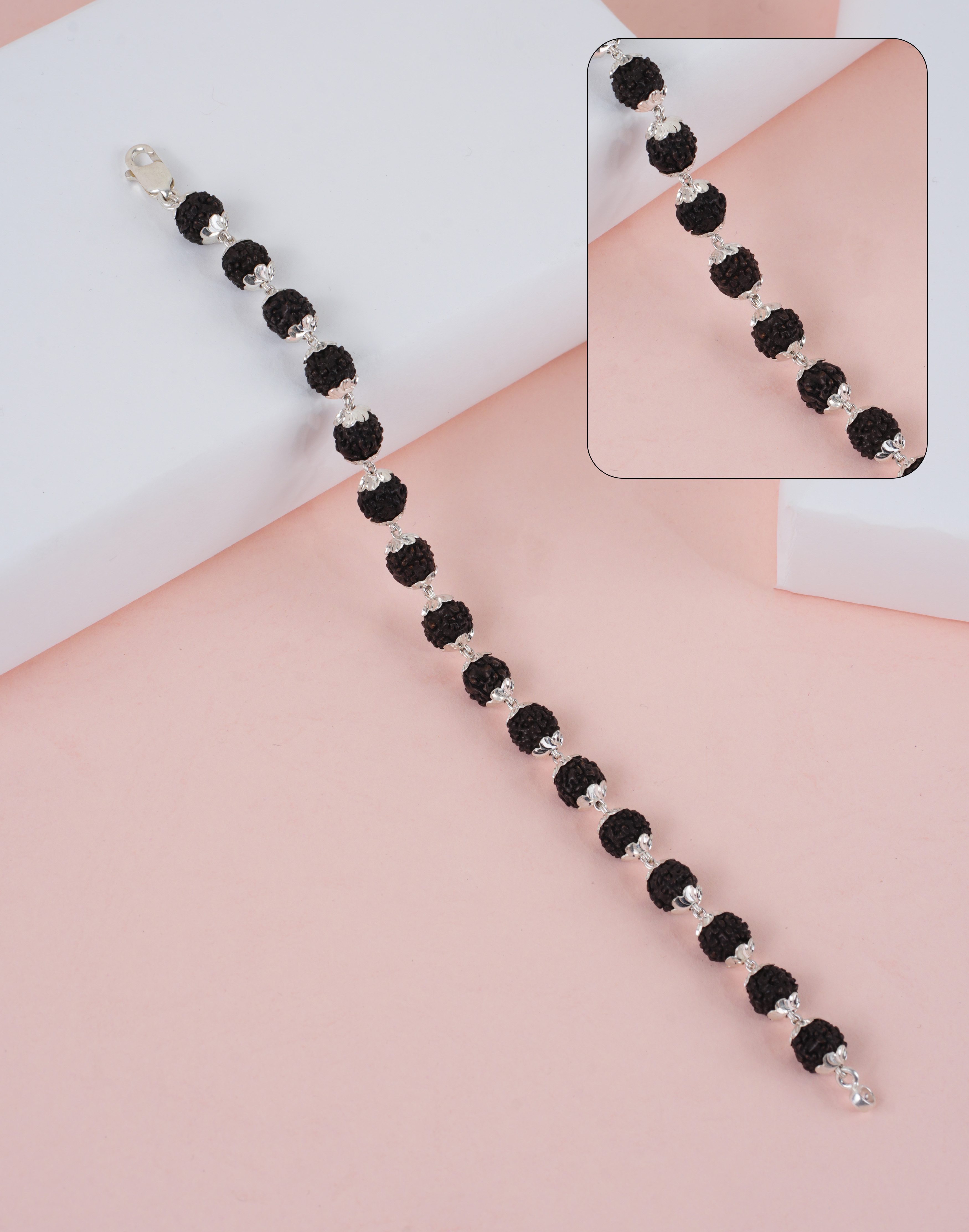 RUDRAKSH SILVER KAILASH BRACELET 925 8-9 MM C CUT