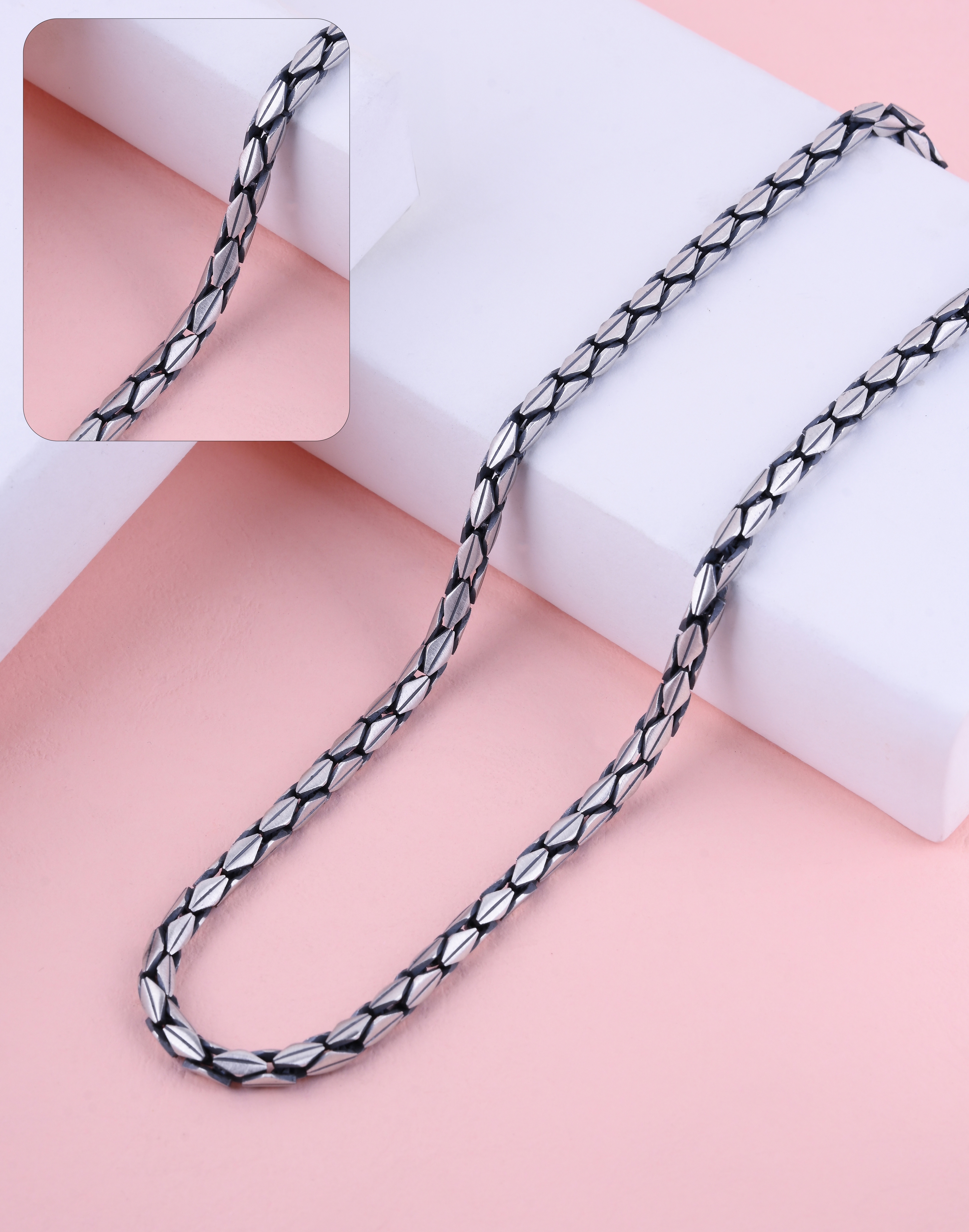 92.5 Sterling Dual Tone Geometric Chain
